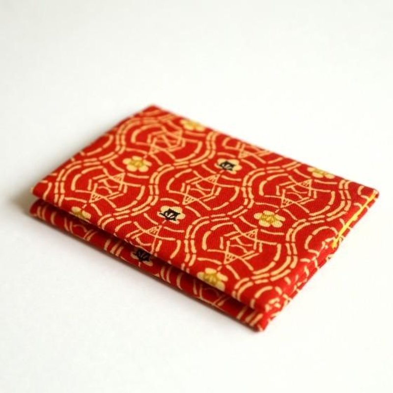 POP umefumi × rape blossom color kimono card case - ที่เก็บนามบัตร - ผ้าฝ้าย/ผ้าลินิน สีแดง