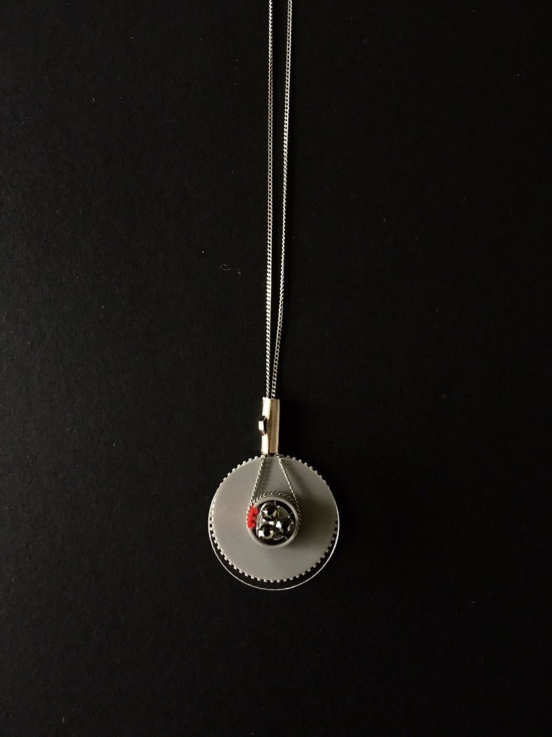 Gear pendant | necklace | crystal | Chrome silver | For her | limited gift  - Necklaces - Acrylic Gray