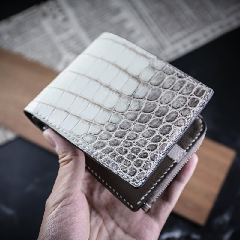 [Wallets, Silver, wallets, short clips] Himalayan American crocodile leather engraving pattern - สายนาฬิกา - หนังแท้ หลากหลายสี