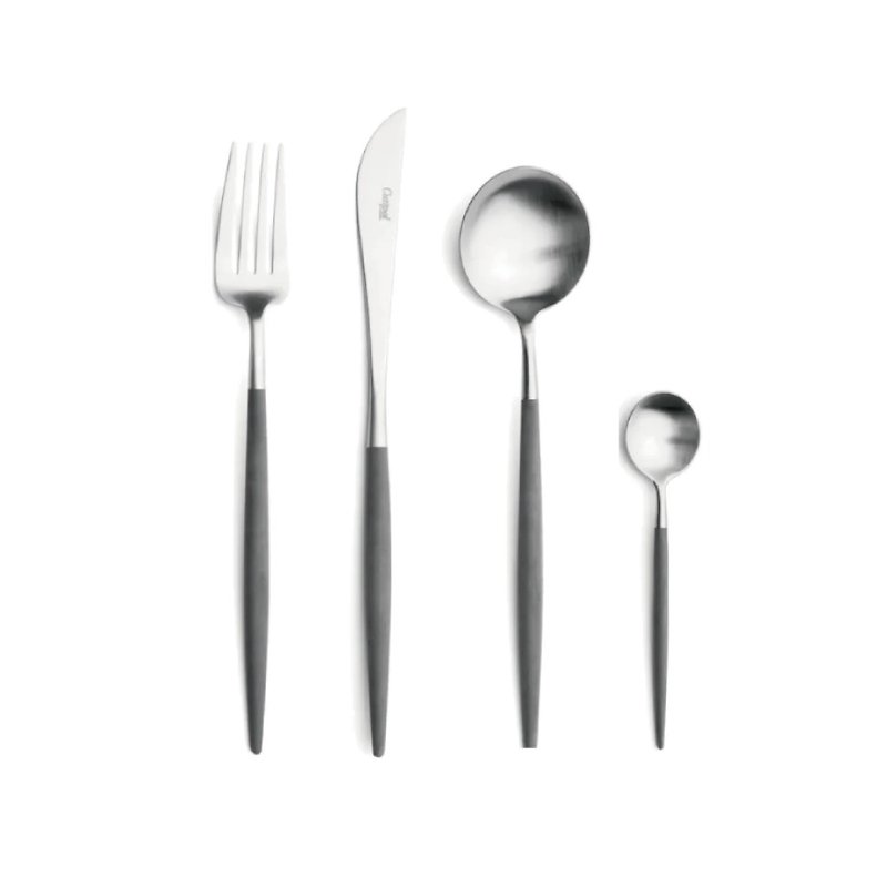 GOA Grey Matte 4 Pieces Set (Table Knife/Spoon/Table Fork/ Coffee Spoon) - Cutlery & Flatware - Stainless Steel Gray
