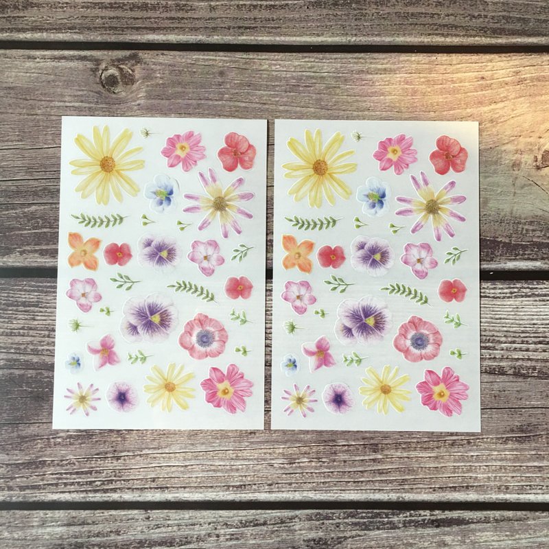 [Homecoming] Hand-painted color pencil flower transfer sticker - สติกเกอร์ - กระดาษ ขาว