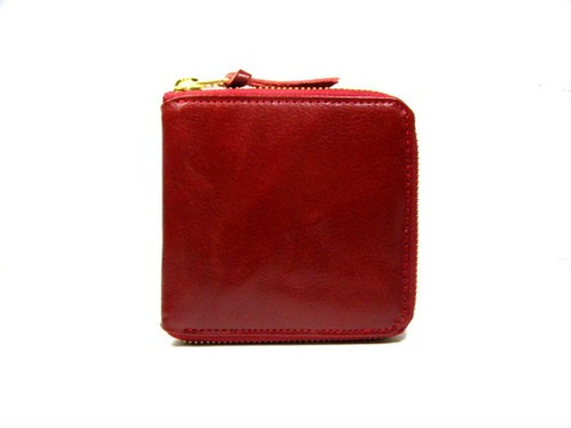 バッファロー boxファスナー二つ折り財布 - 錢包/皮夾/長短夾 - 真皮 紅色