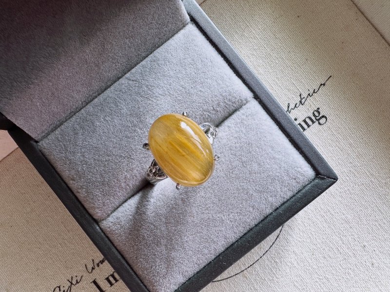 イエローラビットヘアールチルクォーツ シルバーリング - Golden Rutilated Quartz Ring - リング・指輪 - クリスタル 