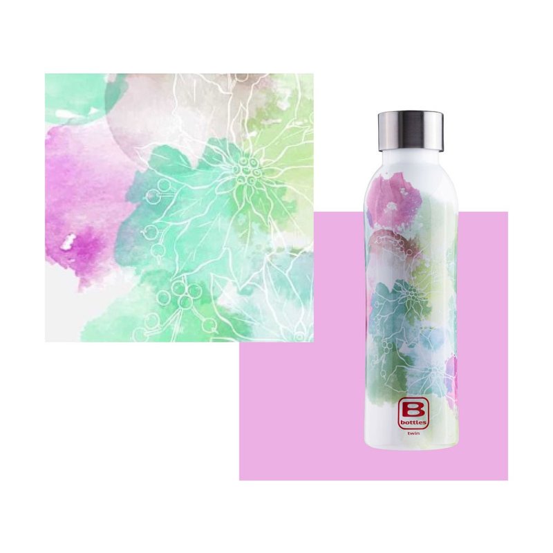 BUGATTI gouache flower feast thermos 500ml - Vacuum Flasks - Other Metals Green