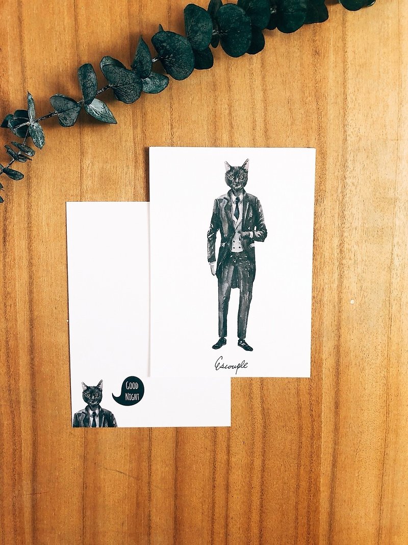 Animal Postcard - Gentlemen Cat - การ์ด/โปสการ์ด - กระดาษ หลากหลายสี