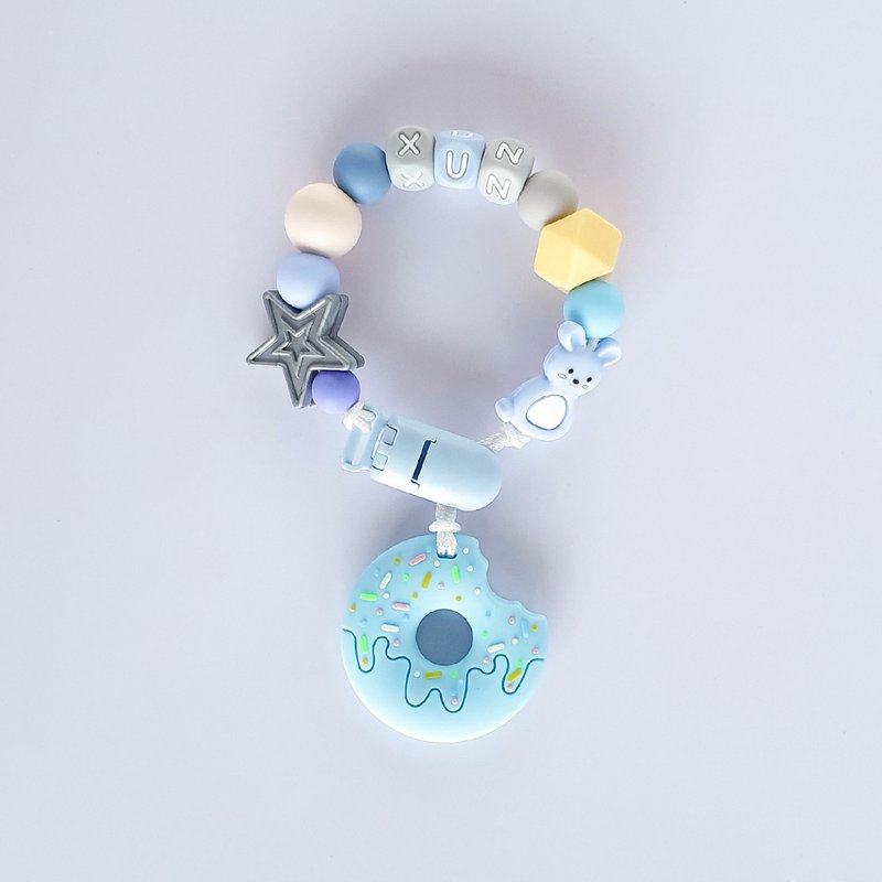 xun 兔子 星星 藍色甜甜圈固齒器 / 客製化奶嘴鏈 - 寶寶/兒童玩具/玩偶 - 其他材質 多色