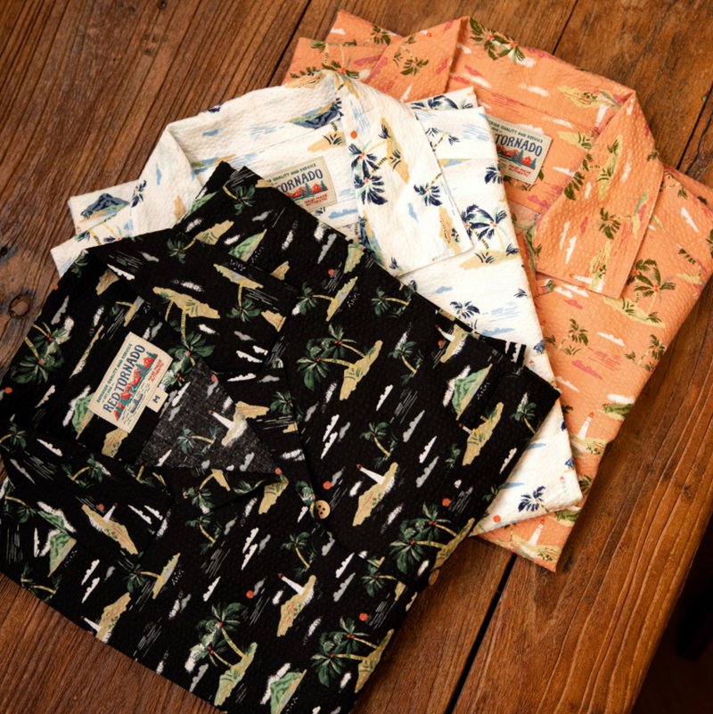 夏威夷短袖襯衫 日本泡泡紗 海島印花 椰殼鈕扣 三色 Aloha Shirt - 男襯衫/休閒襯衫 - 棉．麻 多色
