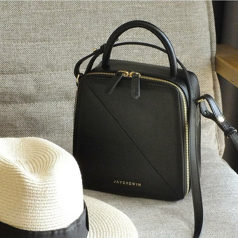 Butter Crossbody Bag in Charcoal Black - Messenger Bags & Sling Bags - Genuine Leather Black
