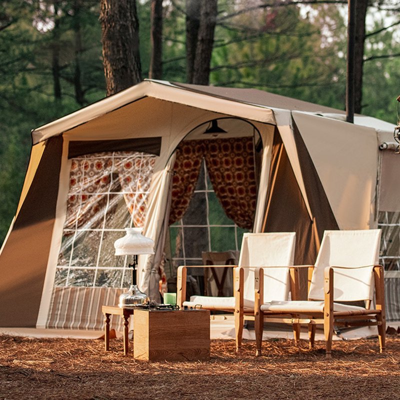 【HOTR】D.house S Retro Light Luxury Tent/Outdoor Camping/Thickened Rainproof/Camping Equipment - ชุดเดินป่า - วัสดุอื่นๆ สีนำ้ตาล