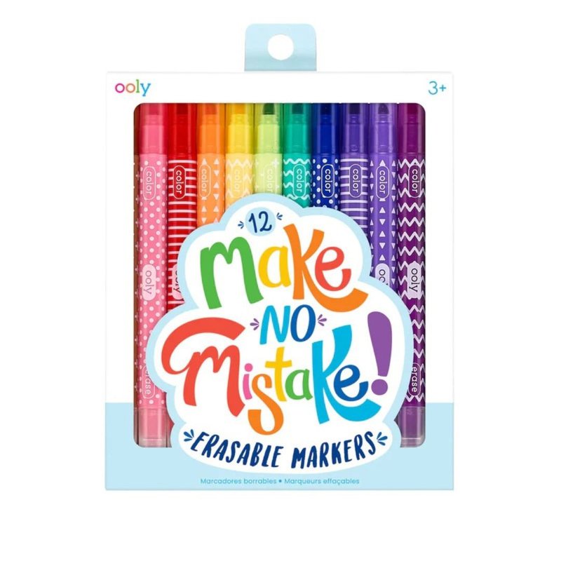 OOLY Make No Mistake! Double-headed Magic Eraser Color Pen (12 Colors) | Safe and Non-toxic - Illustration, Painting & Calligraphy - Plastic Multicolor