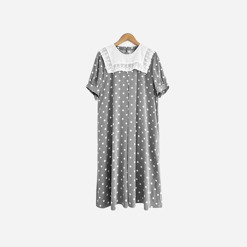 Dislocation vintage / gray little point dress no.800 vintage - ชุดเดรส - เส้นใยสังเคราะห์ สีเทา