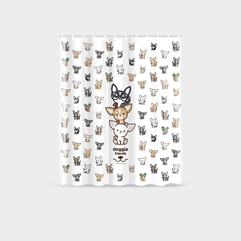 Shower Curtain - Chihuahua - อุปกรณ์ห้องน้ำ - เส้นใยสังเคราะห์ ขาว