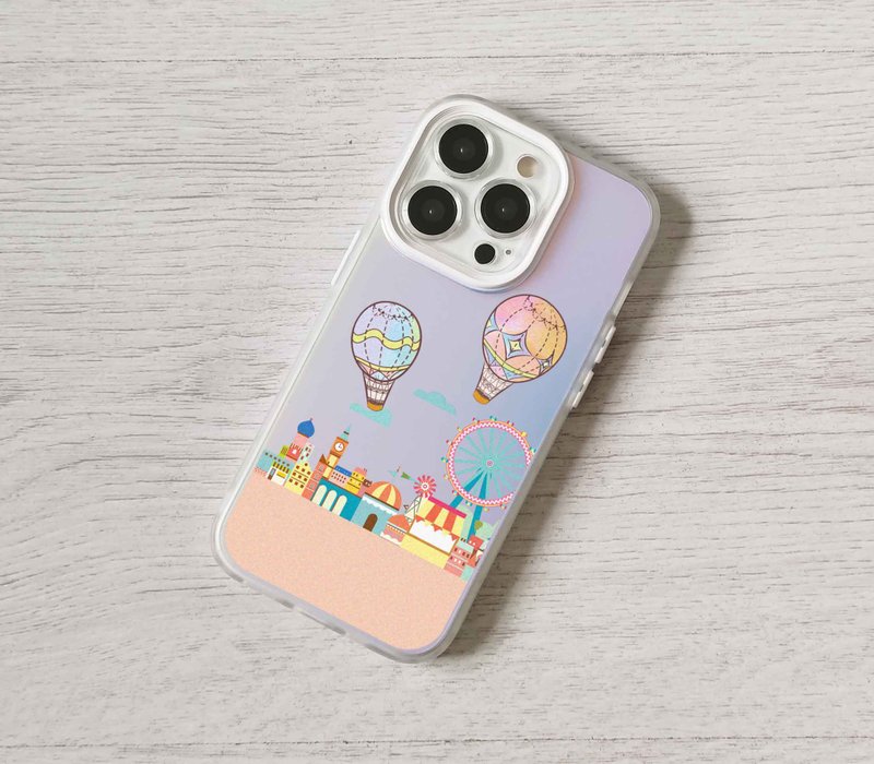 免費訂製名字簡約炫彩熱氣球全包手機殼 iphone 16 14 13 pro max - 手機殼/手機套 - 塑膠 多色