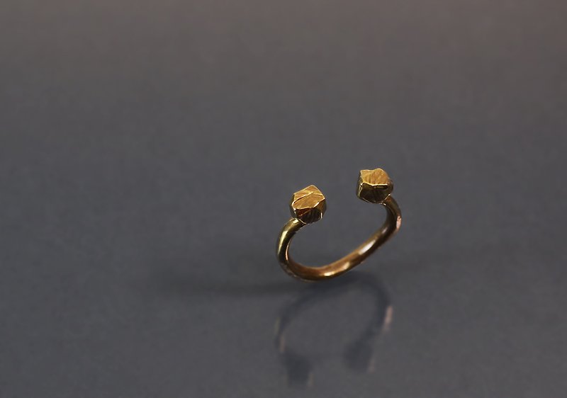Geometric Series - Irregular Faceted Bronze Ring - แหวนทั่วไป - ทองแดงทองเหลือง สีส้ม