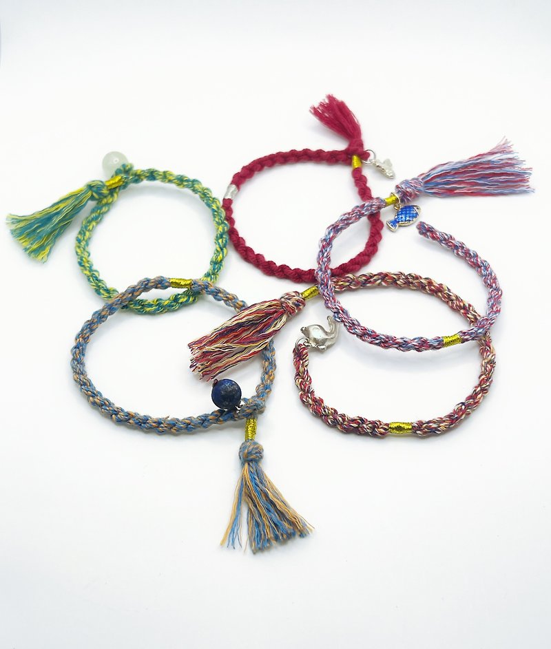 Tibetan hand-rubbed cotton hand rope - สร้อยข้อมือ - ผ้าฝ้าย/ผ้าลินิน หลากหลายสี