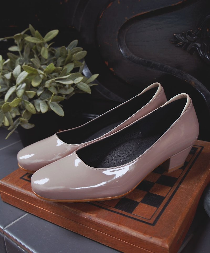 GT color retro square head shoes - lotus color (spot) - รองเท้าลำลองผู้หญิง - หนังแท้ สีกากี