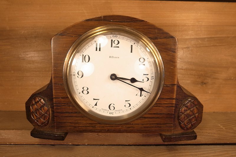 Old bone French wooden mechanical clock VINTAGE - นาฬิกา - ไม้ สีนำ้ตาล