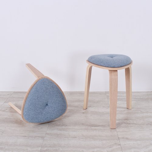 北欧レトロ曲げ木三角生地スツール積み重ね可能/幸運のわらスツール