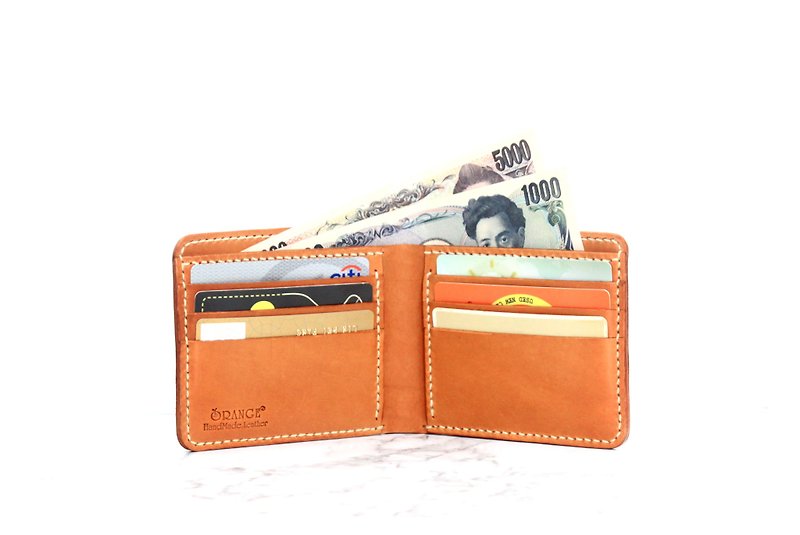 Small orange peel vegetable tanned cowhide short clip/wallet - Wallets - Genuine Leather 