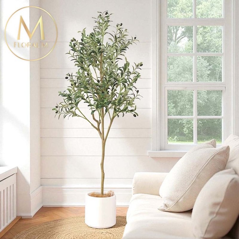 Italian Tuscan Olive Tree 1.8m Indoor Large Artificial Plant (Includes Pot) - ของวางตกแต่ง - พลาสติก สีเขียว
