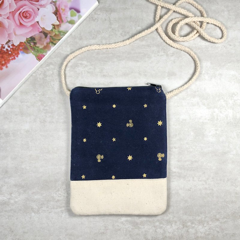 Phone Bag/Shoulder Bag/Backpack/Mobile Phone Bag/Mobile Phone Bag~ Mickey Mouse (D-44) - Messenger Bags & Sling Bags - Cotton & Hemp Blue