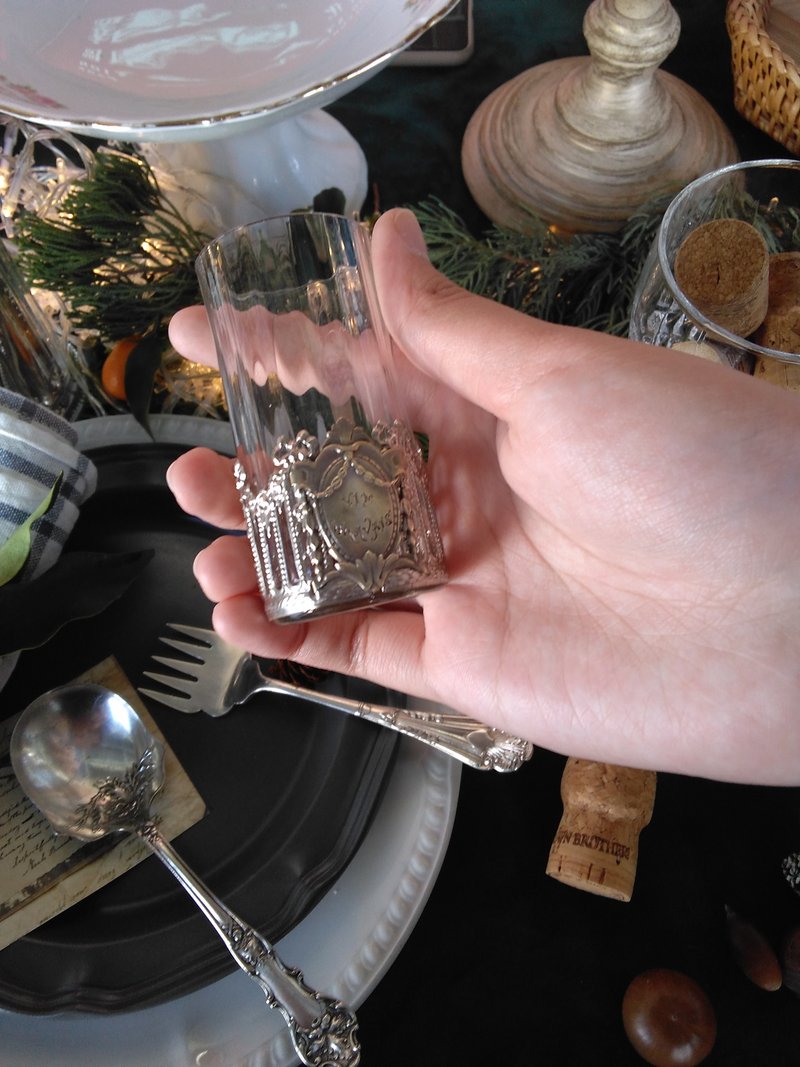 法國銅鍍銀洛可可鏤空雕花烈酒杯 玻璃酒杯 - 酒杯/酒器 - 銅/黃銅 銀色