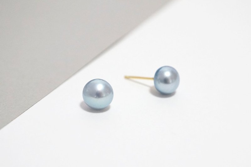 藍染珍珠純銀耳環  | 珍珠系列 - 耳環/耳夾 - 其他金屬 藍色