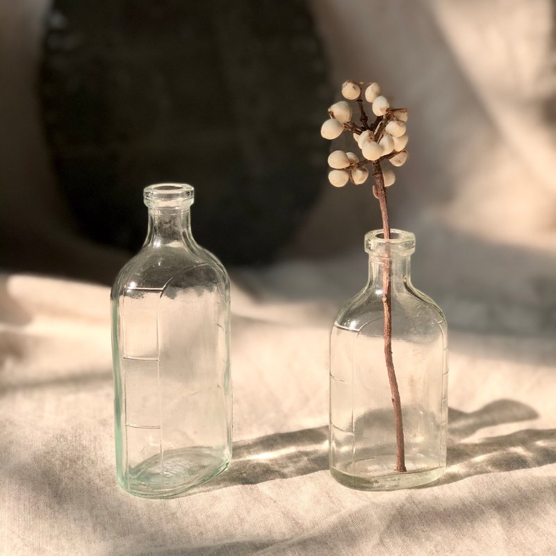 日本早期藥水玻璃瓶 一大一小組合 - 花瓶/花器 - 玻璃 
