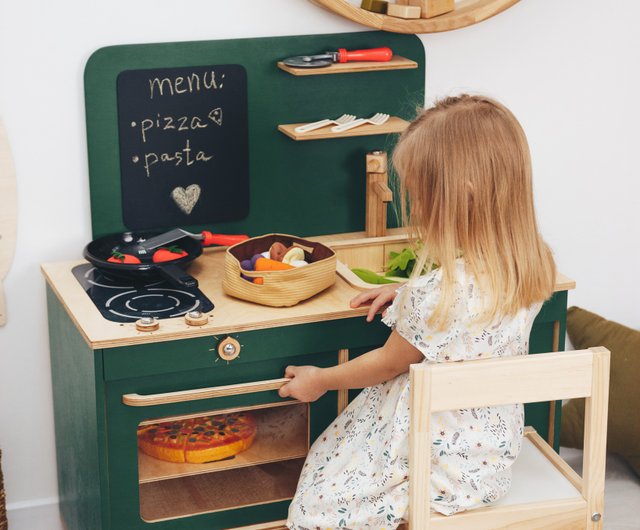 Kids Pretend Play Kitchen, Wooden Montessori Kitchen, Playroom Furniture,  Nursery Decor, Birthday Gift for Toddler Girl, Kids Room Furniture 