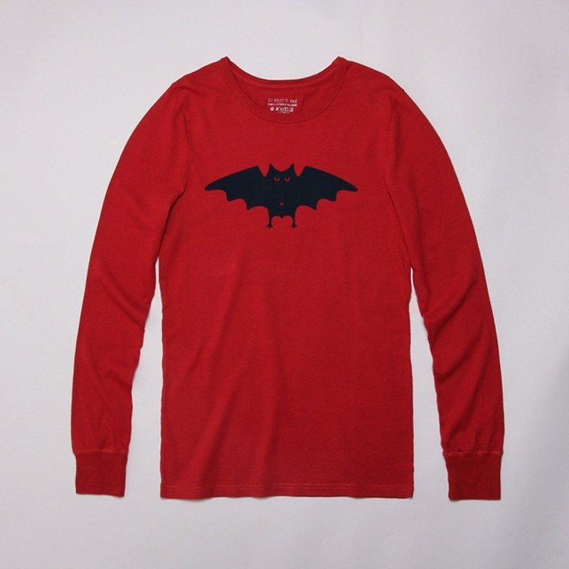 Lucky bat peach Long Sleeves cotton T-shirt Man - Men's T-Shirts & Tops - Cotton & Hemp Red