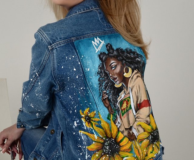 Custom hand painted and calligraphy jean jacket for kids  JesSmith Designs
