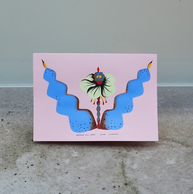 英式復古 粉紅 花朵 手繪卡片 客製化情人節禮物首選 - 卡片/明信片 - 紙 粉紅色