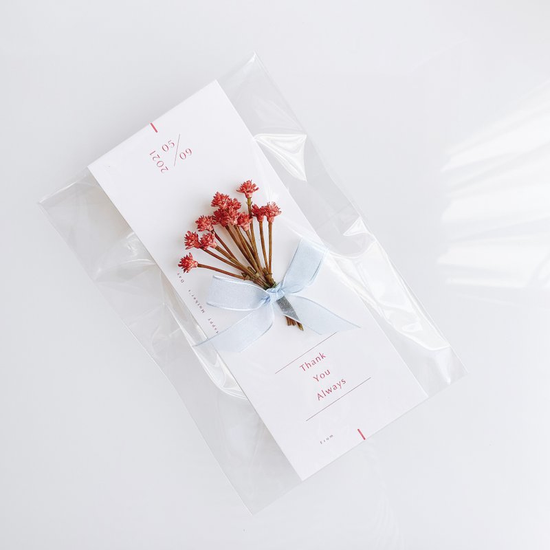 【母の日ミニカード】お母さんありがとうの気持ちを込めて　プチブーケ付き - 卡片/明信片 - 紙 紅色