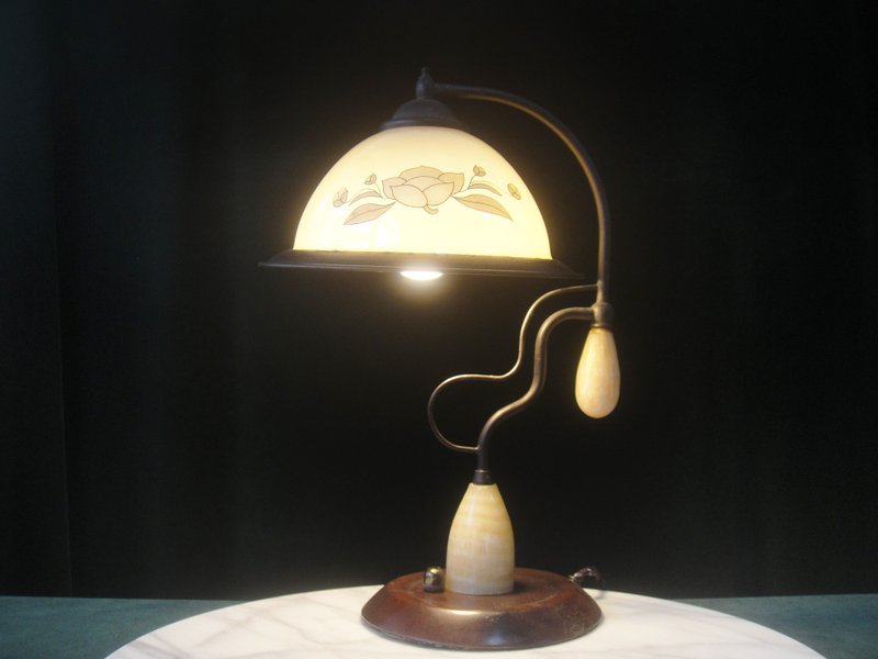 【OLD-TIME】Vintage Second-Hand Taiwanese Glass Table Lamp *Ships via Post Office only* - โคมไฟ - วัสดุอื่นๆ 