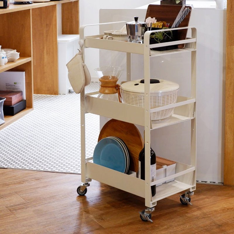 Japan COLLEND enlarged steel three-layer storage trolley-DIY-2 colors optional - ชั้นวาง/ตะกร้า - โลหะ ขาว