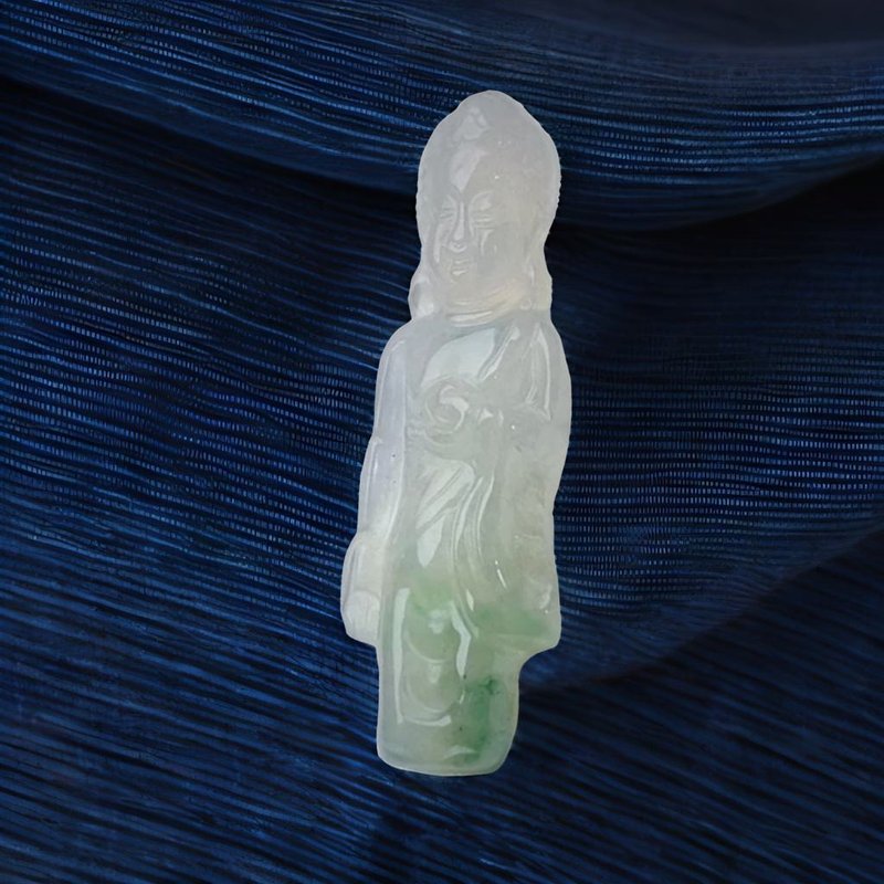 [Buddha born in the year of dog and pig] Ice green jade Amitabha necklace | Natural Burmese jade jade - สร้อยคอ - หยก สีเขียว