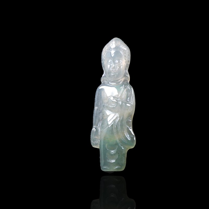 【屬狗屬豬本命佛】冰種飄綠翡翠阿彌陀佛 | 天然緬甸翡翠 | 送禮 - 項鍊 - 玉石 綠色