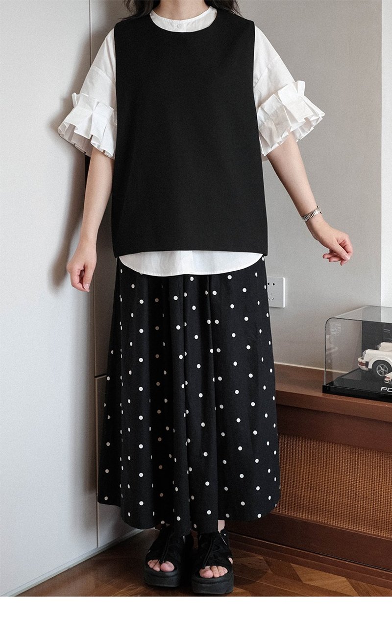 Sweet forest style polka dot A-line skirt - กระโปรง - ผ้าฝ้าย/ผ้าลินิน 