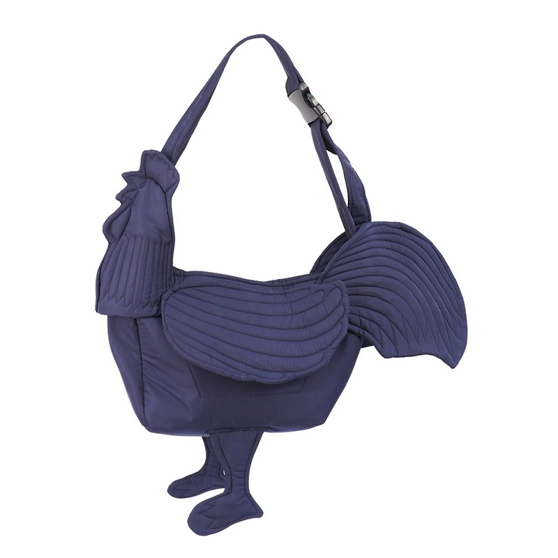 ์Navy Handmade Rooster Messenger Bag With Zipper And Buckle Strap - Messenger Bags & Sling Bags - Nylon Blue