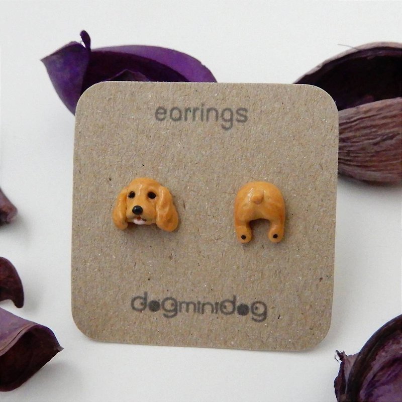 Cocker Spanielฺ earrings with papercraft box for dog lovers. - 耳環/耳夾 - 其他材質 
