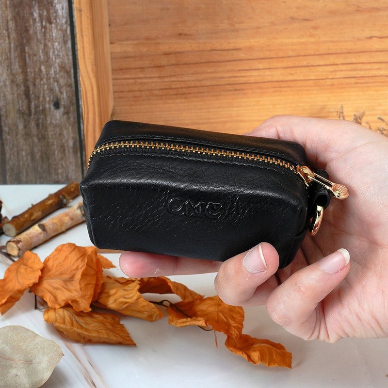 義大利植鞣革嬌點牛皮零錢包-小款(黑色) - 散紙包 - 真皮 黑色