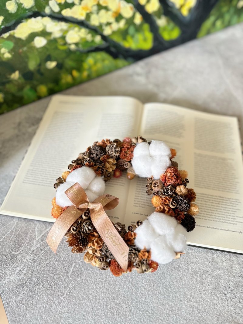可可愛愛的果實花圈 18公分 - 乾燥花/永生花 - 植物．花 