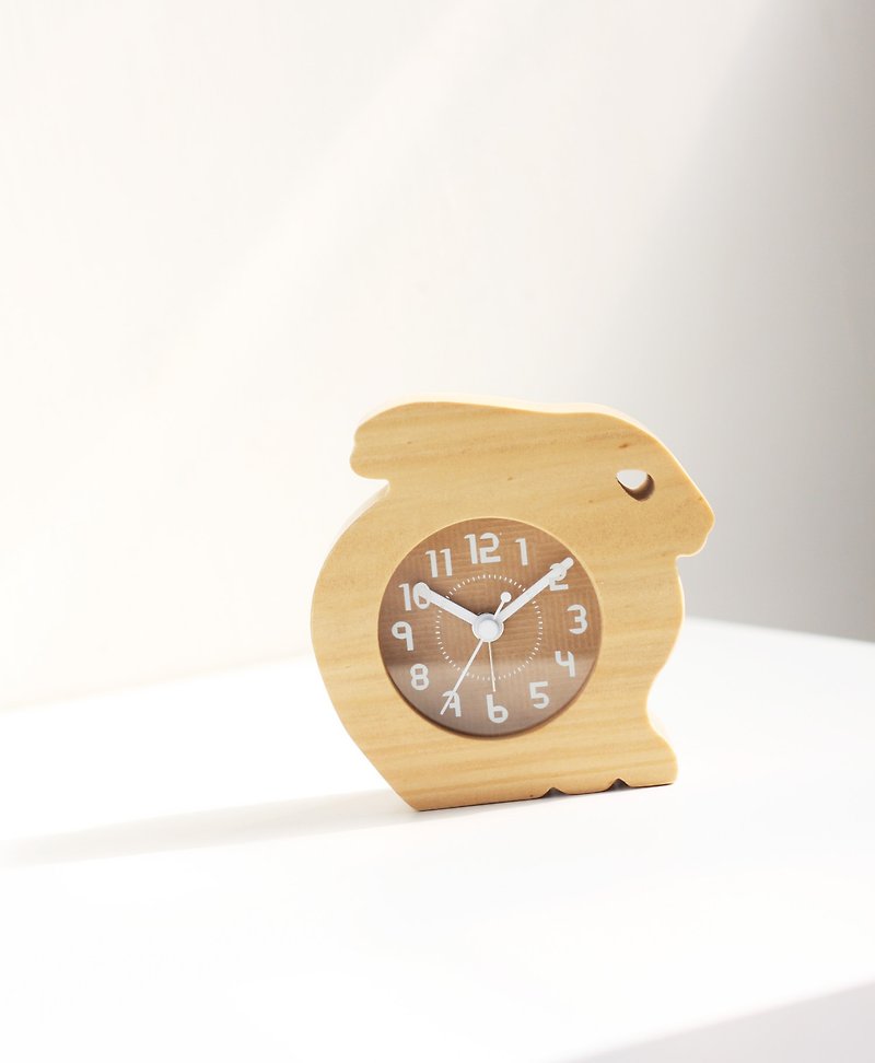 ライトラビットログクロック - 時計 - 木製 ブラウン