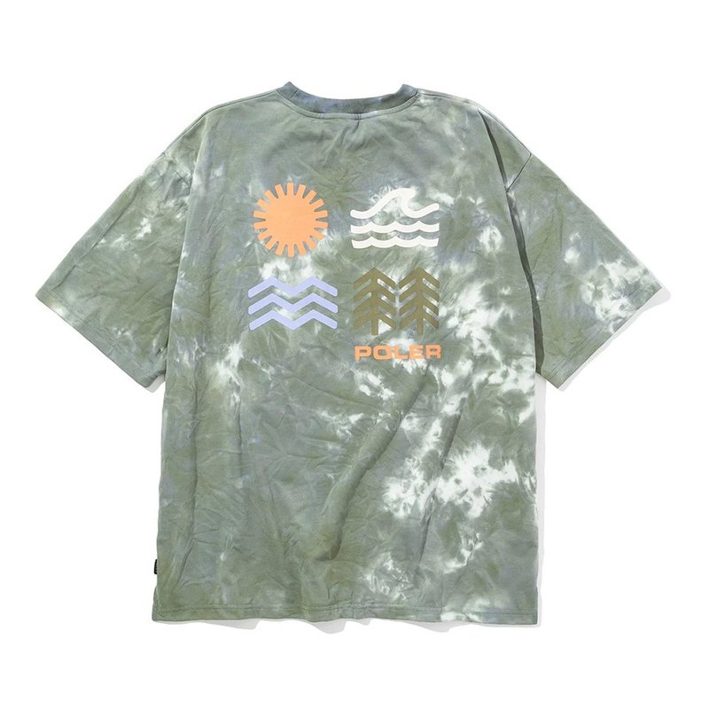 日本限定POLER ELEMENT QUICK DRY DYE TEE 快乾染色T恤 / 綠灰 - 男 T 恤 - 聚酯纖維 綠色
