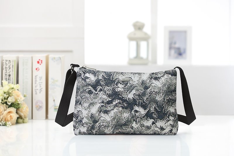 Handmade Crossbody Bag  /  Jacquard Weave / Water Repellent - Messenger Bags & Sling Bags - Other Materials Black