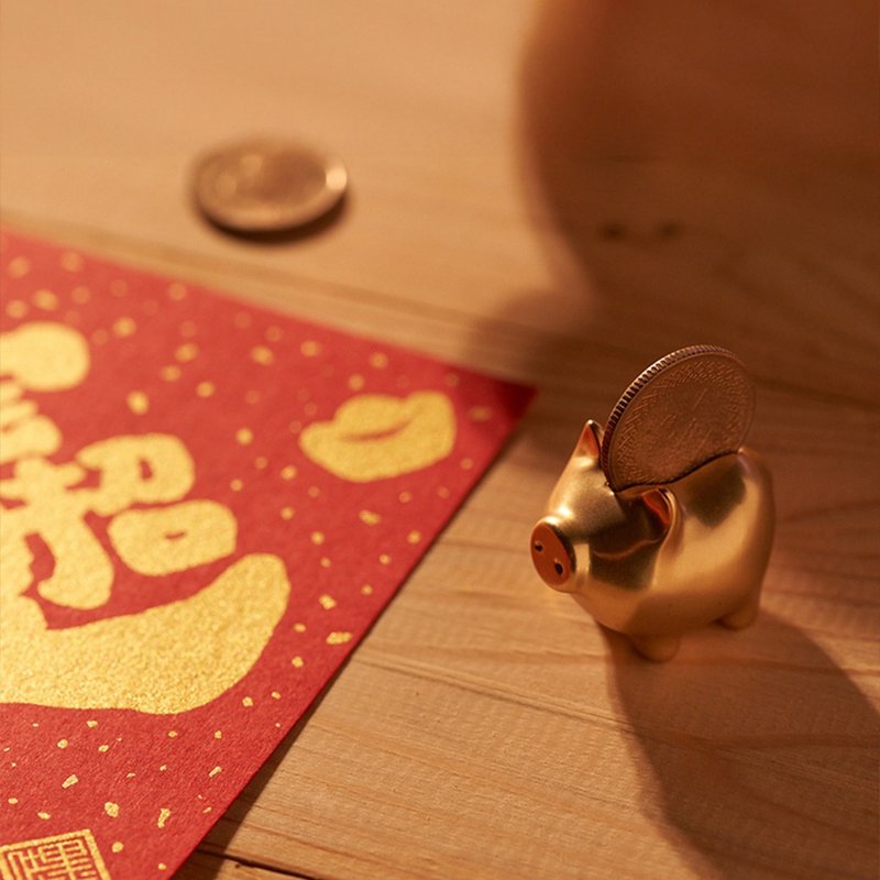 GOLDENPIG | 招財金豬 叄 霧金 - 擺飾/家飾品 - 貴金屬 金色