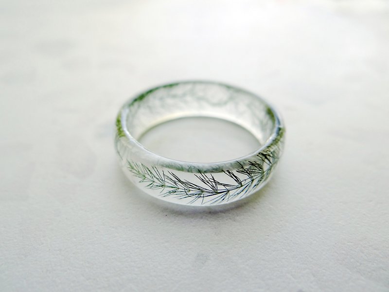 แหวนฟอร์เก็ตมีน็อตเรซิน เครื่องประดับดอกไม้จริง แหวนประดับดอกไม้ วางซ้อนกันได้ - แหวนทั่วไป - พืช/ดอกไม้ สีเขียว
