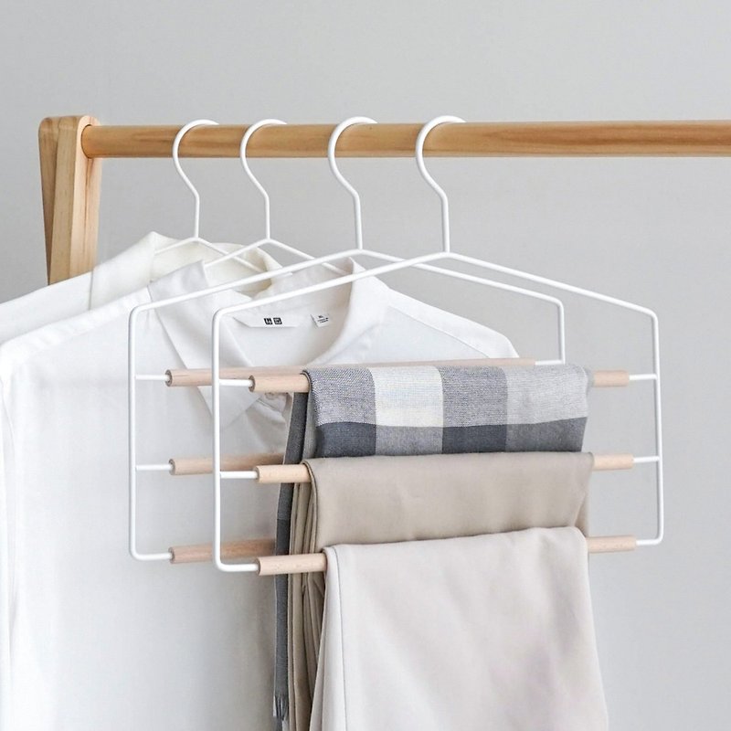Simple iron beech trouser rack set of two in white/clothes hook storage - ตะขอที่แขวน - โลหะ ขาว