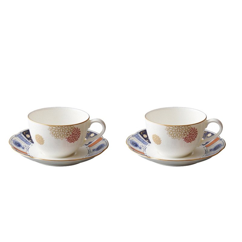 Japan NARUMI Imari bone china tea cup set-2 pieces-280ml - Cups - Porcelain Blue