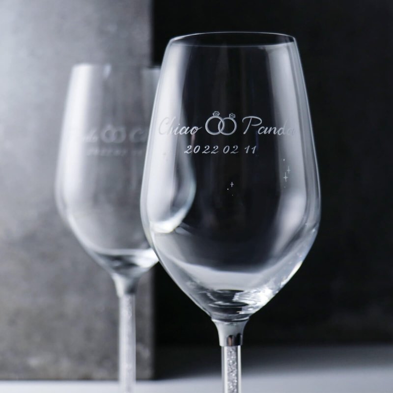 (Pair of Price) 350cc [Diamond Wedding Ring] Casablanca Wedding Full Diamond Romantic Star Crystal Pair Cup - Bar Glasses & Drinkware - Glass Gray